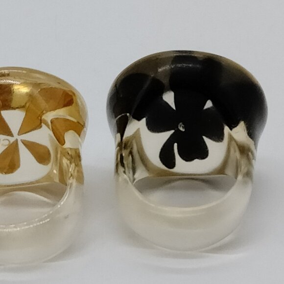 Authentic CHANEL Ring Black Clover Resin Clear Ring 6 EUC w CARD - Picture 9 of 10